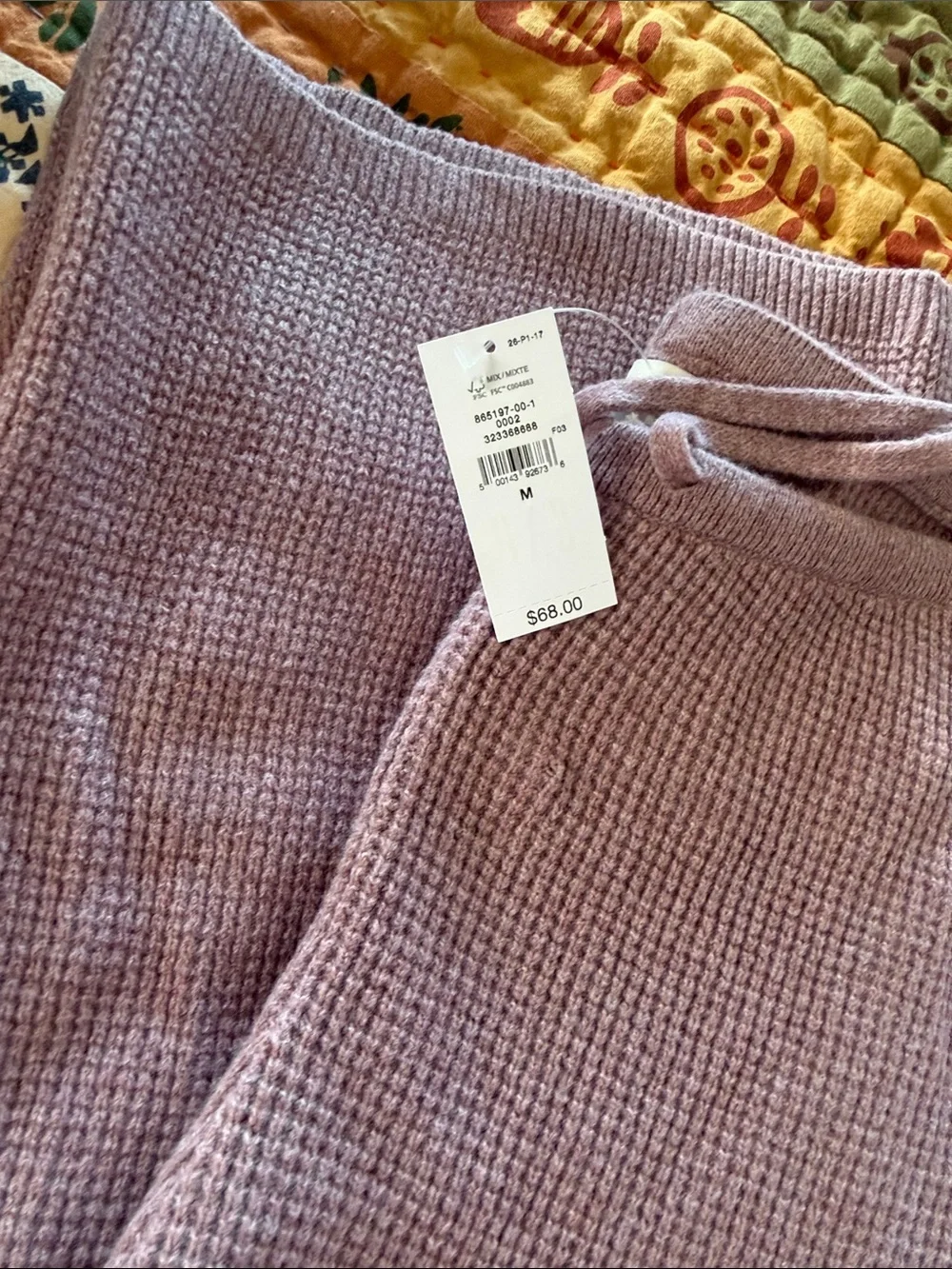 GAP Mauve Waffle-Knit Zip Hoodie and Wide Leg Pants - Picture 4 of 4
